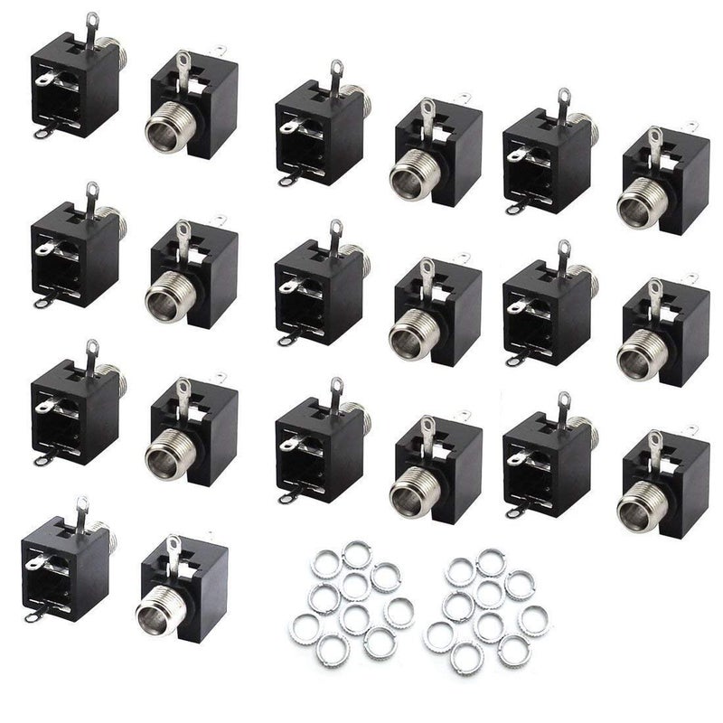 Xiaoyztan 3 Pins Female 3.5mm Mono TS Jacks Plug Socket Connectors,Mount Female Mono Socket Headphone Audio Jack PCB Connector,Pack of 20 - Image 1